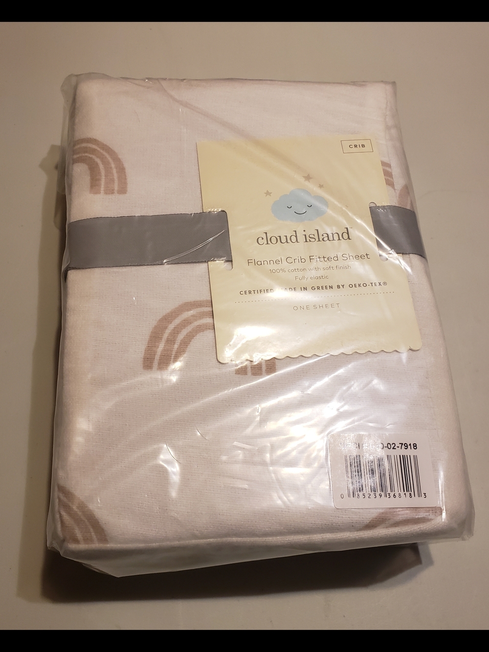 cloud island Blush Rainbow Flannel Crib Sheet - Blush and White